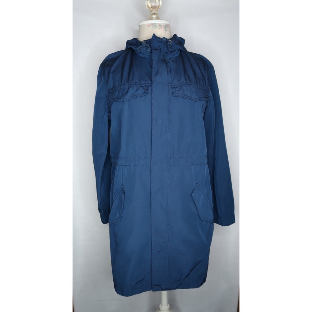 Madewell Utility Anorak Jacket Women's Small Blue Hooded Lightweight Cotton Coat